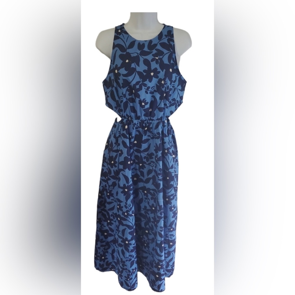 Who What Wear Target Blue Foral Maxi with Cut Outs